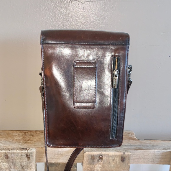 Tony Perotti Brown Leather Wallet Card Crossbody Bag - Picture 3 of 6